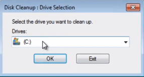 Windows 7 Disk Cleanup, Select Drive